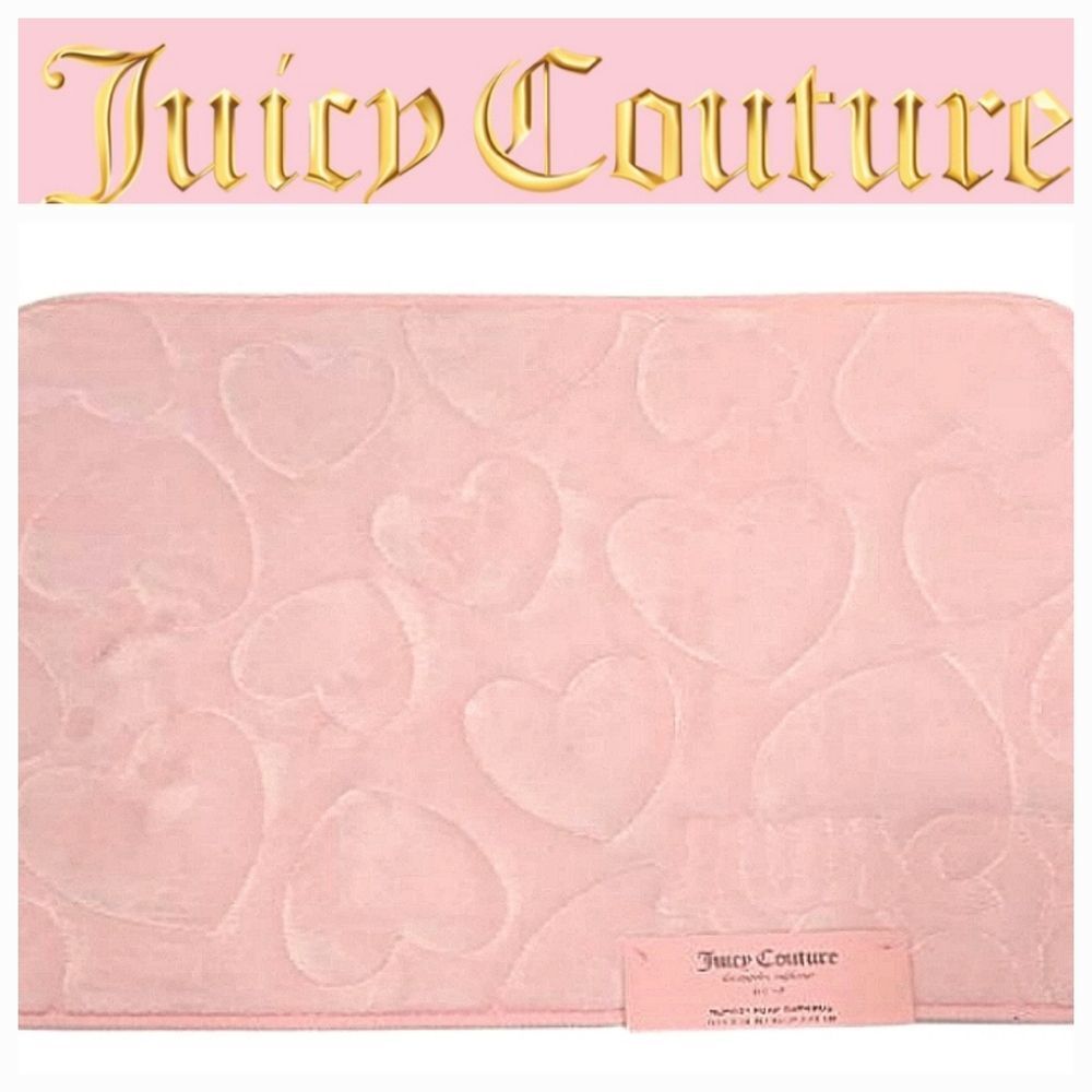 Juicy Couture Home Hearts Bold Logo Memory Foam Plush Bath Rug